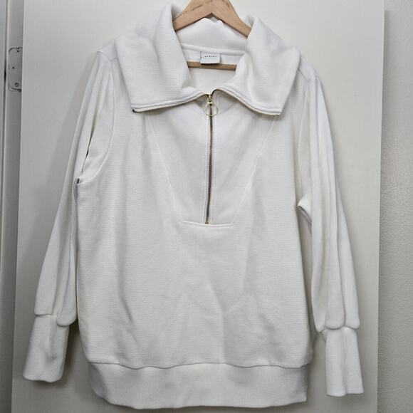Varley Vine Half-Zip Pullover Ivory Size 1X Anthropologie Relaxed Fit Sweatshirt - Picture 3 of 8